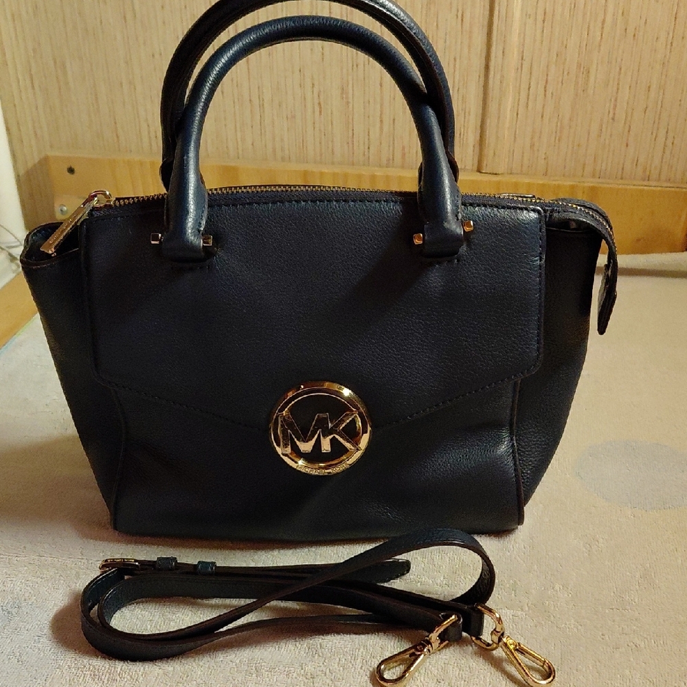 MICHAEL Michael Kors Navy Satchel Style Handbag With Crossbody Strap